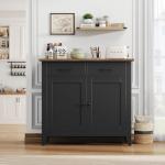 HOCSOK Stylish Black Sideboard with Storage Drawers