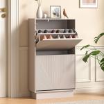 Slim Shoe Cabinet with 2 Flip Drawers