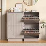 Slim Shoe Cabinet with 2 Flip Drawers