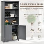 COSTWAY Tall Wooden Storage Cabinet with Shelves