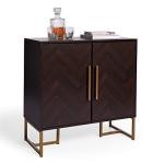 Dark Wood Chevron Sideboard with Gold Accents
