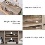 Yaheetech Grey Wood TV Stand for 50 Inch TV