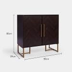 Dark Wood Chevron Sideboard with Gold Accents
