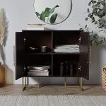 Dark Wood Chevron Sideboard with Gold Accents