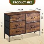 WLIVE Rustic Brown 5-Drawer Fabric Cabinet