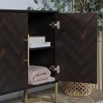 Dark Wood Chevron Sideboard with Gold Accents