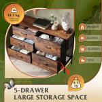 WLIVE Rustic Brown 5-Drawer Fabric Cabinet