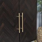 Dark Wood Chevron Sideboard with Gold Accents