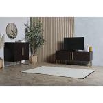 Dark Wood Chevron Sideboard with Gold Accents