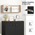 Stylish Black Wooden Storage Cabinet with Doors