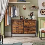 WLIVE Rustic Brown 5-Drawer Fabric Cabinet