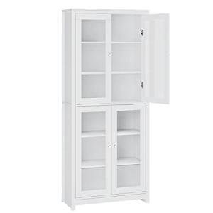 Tall White Display Cabinet with Glass Doors
