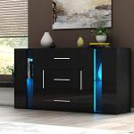 Stylish Black High Gloss Sideboard with LED Lights