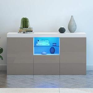 Sleek Grey LED Living Room Storage Cabinet