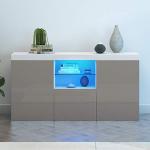 Sleek Grey LED Living Room Storage Cabinet