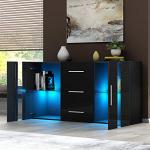 Stylish Black High Gloss Sideboard with LED Lights