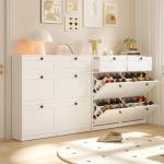 VOWNER Freestanding Shoe Cabinet with Flip Drawers