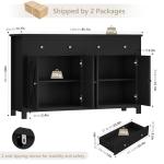 Large Black Storage Sideboard with Adjustable Shelves