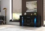Stylish Black High Gloss Sideboard with LED Lights