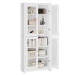 Tall White Display Cabinet with Glass Doors