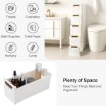 Mobile Narrow Bathroom Cabinet with 5 Drawers