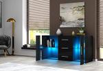 Stylish Black High Gloss Sideboard with LED Lights