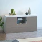 Sleek Grey LED Living Room Storage Cabinet