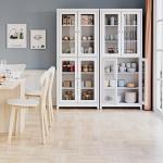 Tall White Display Cabinet with Glass Doors