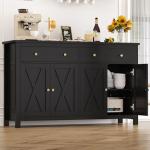 Large Black Storage Sideboard with Adjustable Shelves