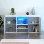 Sleek Grey LED Living Room Storage Cabinet