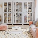 Tall White Display Cabinet with Glass Doors