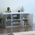 Sleek Grey LED Living Room Storage Cabinet