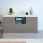Sleek Grey LED Living Room Storage Cabinet