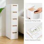Mobile Narrow Bathroom Cabinet with 5 Drawers