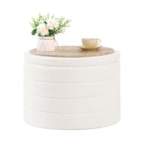 Large Round Ottoman with Storage – White 56cm