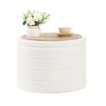 Large Round Ottoman with Storage – White 56cm