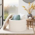 Large Round Ottoman with Storage – White 56cm