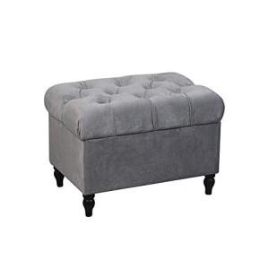 Velvet Ottoman Chair with Rustic Feet (Silver)