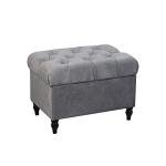 Velvet Ottoman Chair with Rustic Feet (Silver)