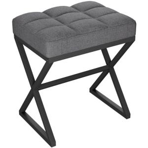 YMYNY Grey Vanity Stool with Metal Legs