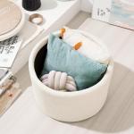 Large Round Ottoman with Storage – White 56cm