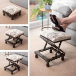Adjustable Footstool with Solid Wood Frame