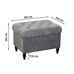 Velvet Ottoman Chair with Rustic Feet (Silver)