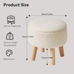 IBUYKE Round Velvet Footstool with Storage, Cream