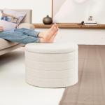Large Round Ottoman with Storage – White 56cm