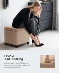 Beige Pouffe Footstool Storage Ottoman with Lid