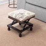 Adjustable Footstool with Solid Wood Frame
