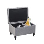 Velvet Ottoman Chair with Rustic Feet (Silver)