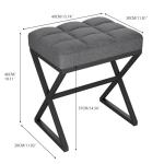 YMYNY Grey Vanity Stool with Metal Legs
