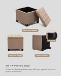 Beige Pouffe Footstool Storage Ottoman with Lid